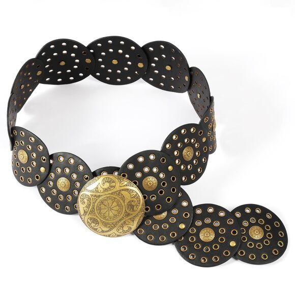 Χуulааn Accessories - 4217 Western Belts For Woman, Boho Disk Concho Leather Belts Circle Y2k Belt,